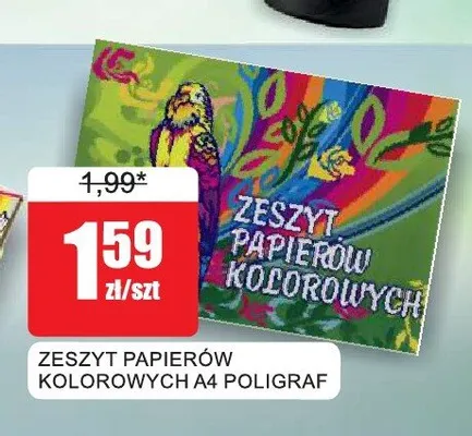 Zeszyt papierów kolorowych A4 Poligraf promocja w Bingo