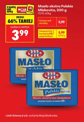 Masło ekstra Polskie Mlekovita promocja w Biedronka