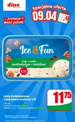 Lody śmietankowe z bakaliami promocja w Dino