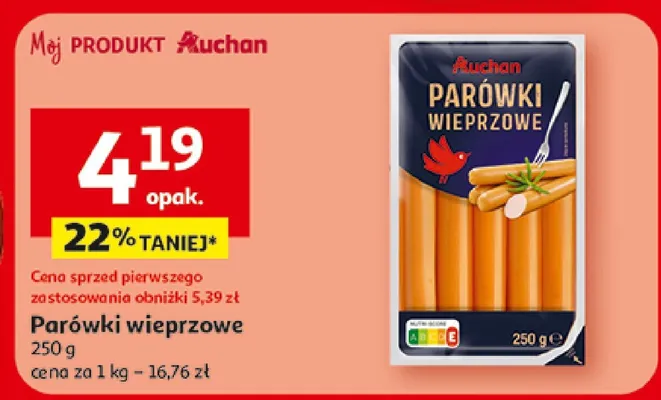 Parówki wieprzowe Auchan promocja w Auchan