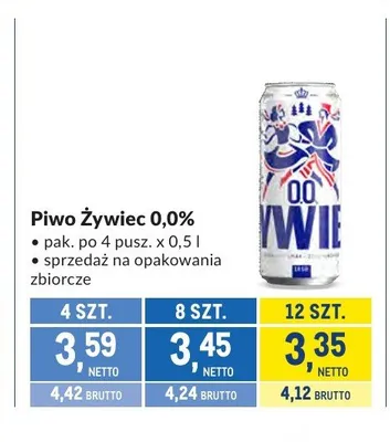 Piwo Żywiec 0,0% 4-pak 500 ml promocja w Makro