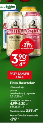Piwo Kasztelan Jasne Pełne promocja w Żabka