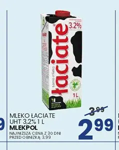 Mleko UHT Łaciate Mlekpol 3,2% promocja w Wafelek