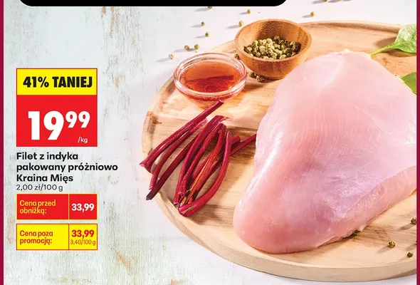 Filet z indyka pakowany próżniowo Kraina Mięs promocja w Biedronka