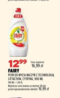 Płyn do mycia naczyń Fairy Cytryna promocja w Drogerie Natura