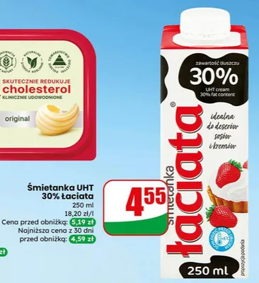 Śmietanka UHT 30% Łaciata promocja w Dino
