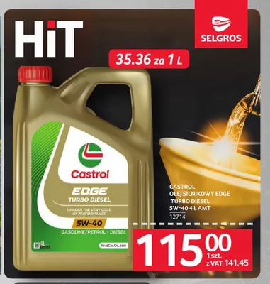 Olej silnikowy Castrol Edge Turbo Diesel 5W-40 promocja w Selgros