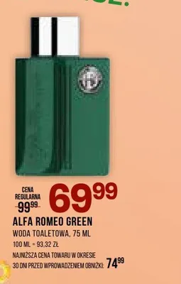 Woda toaletowa Alfa Romeo Green promocja w Drogerie Natura