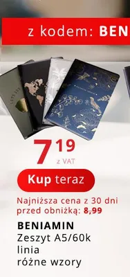 Zeszyt A5 60k linia Beniamin promocja w Poczta Polska