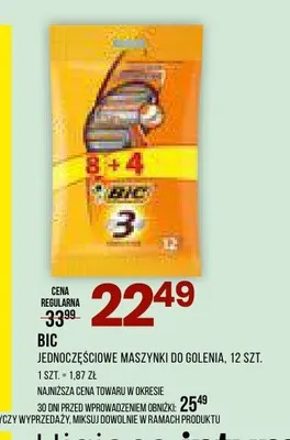 Jednoczęściowe maszynki do golenia BIC promocja w Drogerie Natura