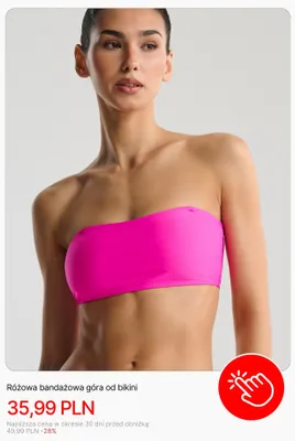 Góra od bikini bandażowa różowa Cropp promocja w Cropp