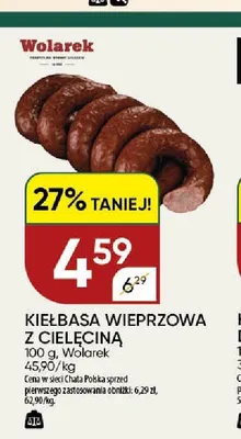 Kiełbasa wieprzowa z cielęciną Wolarek promocja w Chata Polska