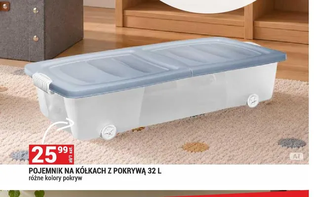 Pojemnik na kółkach z pokrywą 32 l promocja w Merkury Market