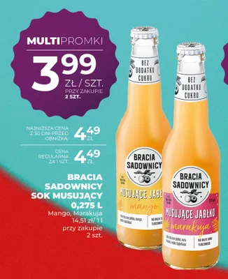 Sok musujący Bracia Sadownicy Musujące Jabłko Marakuja promocja w Duży Ben