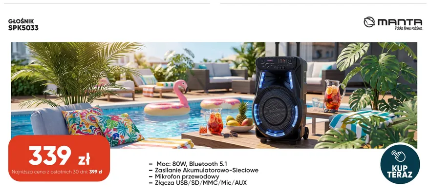 Głośnik Manta SPK5033 promocja w Max Elektro