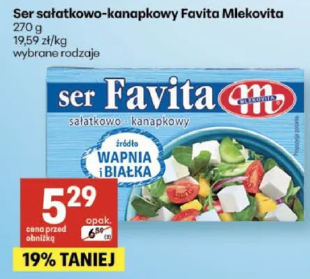 Ser sałatkowo-kanapkowy Favita Mlekovita promocja w Delikatesy Centrum
