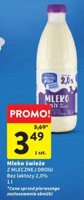 Mleko świeże bez laktozy 2,0% Z Mlecznej Drogi promocja w Intermarche