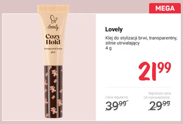Klej do stylizacji brwi Lovely transparentny silnie utrwalający promocja w Rossmann