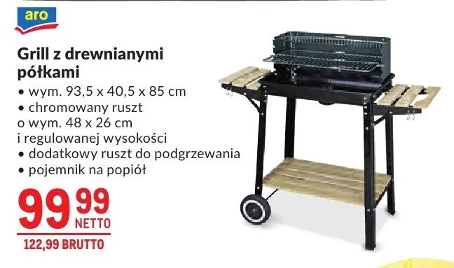 Grill z drewnianymi półkami aro promocja w Makro
