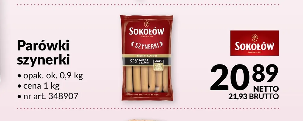 Parówki szynerki Sokołów promocja w Makro