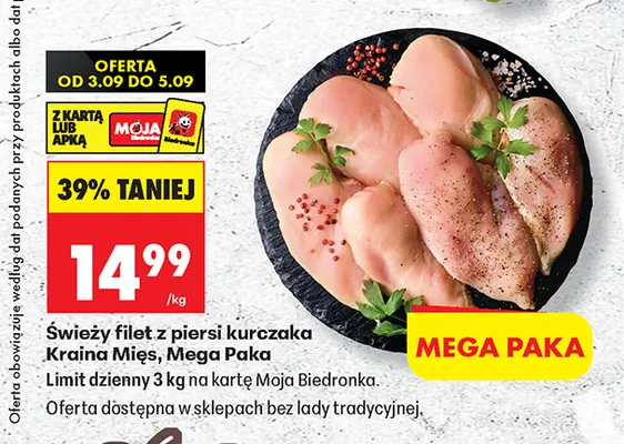 Świeży filet z piersi kurczaka Mega Paka Kraina Mięs promocja w Biedronka