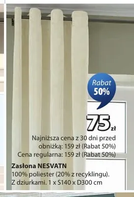 Zasłona Nesvatn 140x300 cm promocja w Jysk