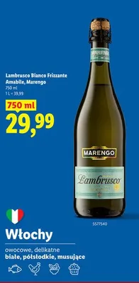 Wino Lambrusso Bianco Frizzante Amabile promocja w Lidl