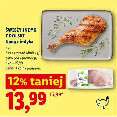 Noga z indyka świeży indyk z Polski promocja w Lidl