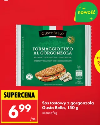 Sos tostowy z gorgonzolą Gusto Bello promocja w Biedronka