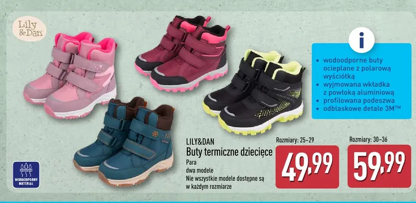 Buty termiczne dziecięce Lily & Dan rozm. 30-36 promocja w Aldi
