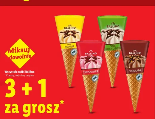 Lody rożek Ballino smak wanilia promocja w Lidl