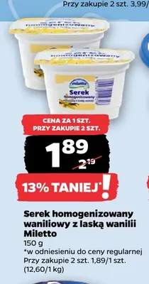 Serek homogenizowany waniliowy z laską wanilii Miletto promocja w Netto