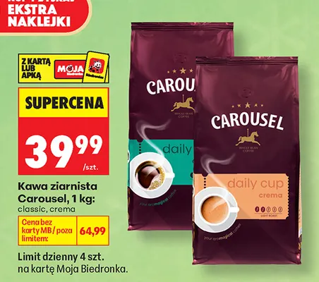 Kawa ziarnista Carousel classic promocja w Biedronka