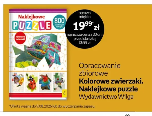 Książka Kolorowe zwierzaki Naklejkowe puzzle Opracowanie zbiorowe promocja w Empik