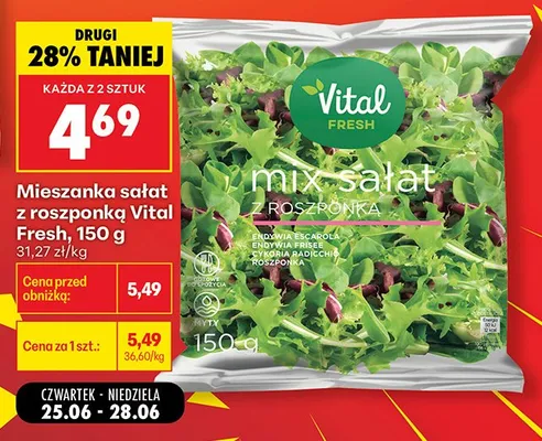 Mieszanka sałat z roszponką Vital Fresh promocja w Biedronka