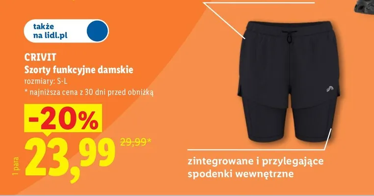 Szorty funkcyjne damskie Crivit promocja w Lidl