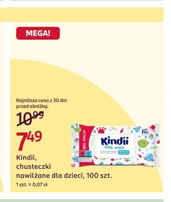 Chusteczki nawilżane dla dzieci Kindii promocja w Rossmann