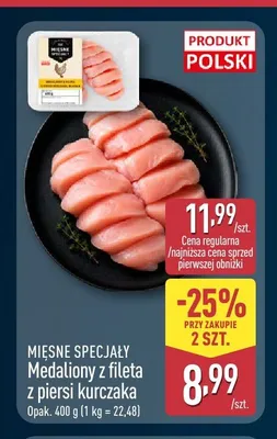 Medaliony z fileta z piersi kurczaka Mięsne Specjały promocja w Aldi