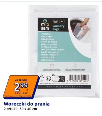Woreczki do prania SEM 30x40cm promocja w Action