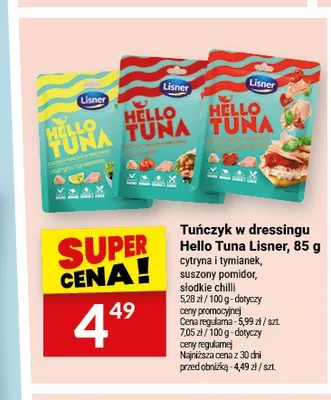 Tuńczyk w dressingu Hello Tuna Lisner słodkie chilli promocja w Twój Market