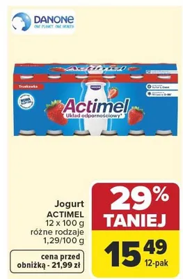 Jogurt Actimel truskawkowy promocja w Carrefour