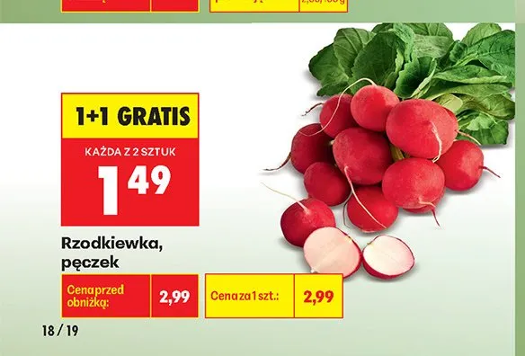 Rzodkiewka pęczek promocja w Biedronka