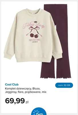 Komplet dziewczęcy bluza jegginsy flare prążkowane Cool Club promocja w Smyk