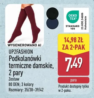 Podkolanówki termiczne damskie 2-pak Up2fashion promocja w Aldi
