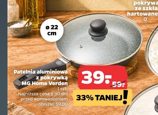 Patelnia aluminiowa z pokrywką Mg Home Verden 22 cm promocja w Netto