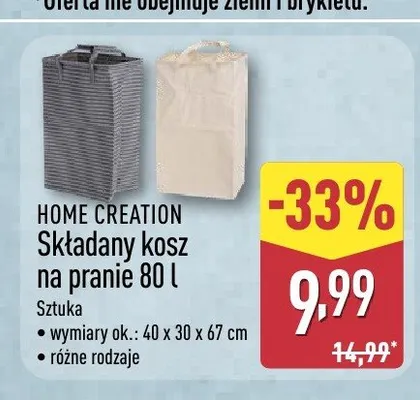Składany kosz na pranie HOME CREATION 80l promocja w Aldi