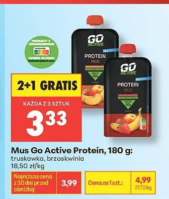 Mus Go Active Protein brzoskwinia promocja w Biedronka