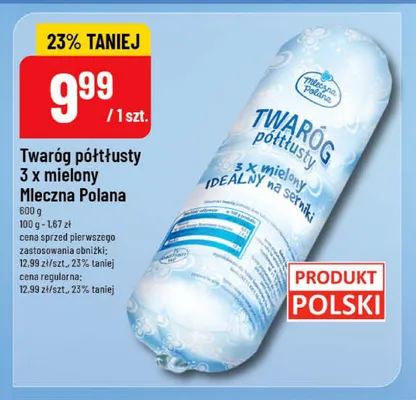 Twaróg półtłusty 3 x mielony Mleczna Polana promocja w POLOmarket