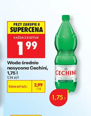 Woda średnio nasycona Cechini promocja w Biedronka