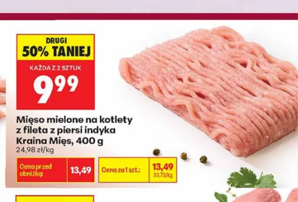 Mięso mielone na kotlety z fileta z piersi indyka Kraina Mięs promocja w Biedronka